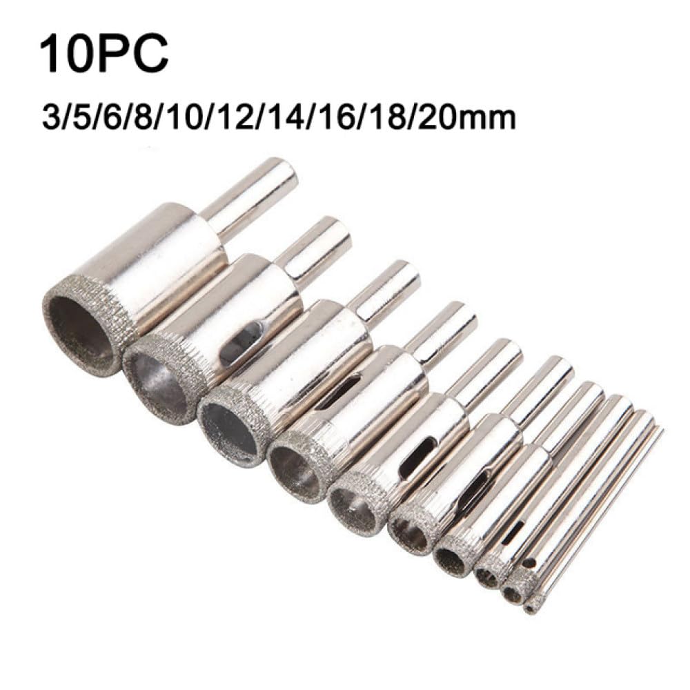 Juego de brocas de diamante recubiertas de 3-100 mm, brocas de sierra con núcleo de cerámica para azulejos, mármol, vidrio, herramientas eléctricas de apertura, NO6, juego de 10 piezas