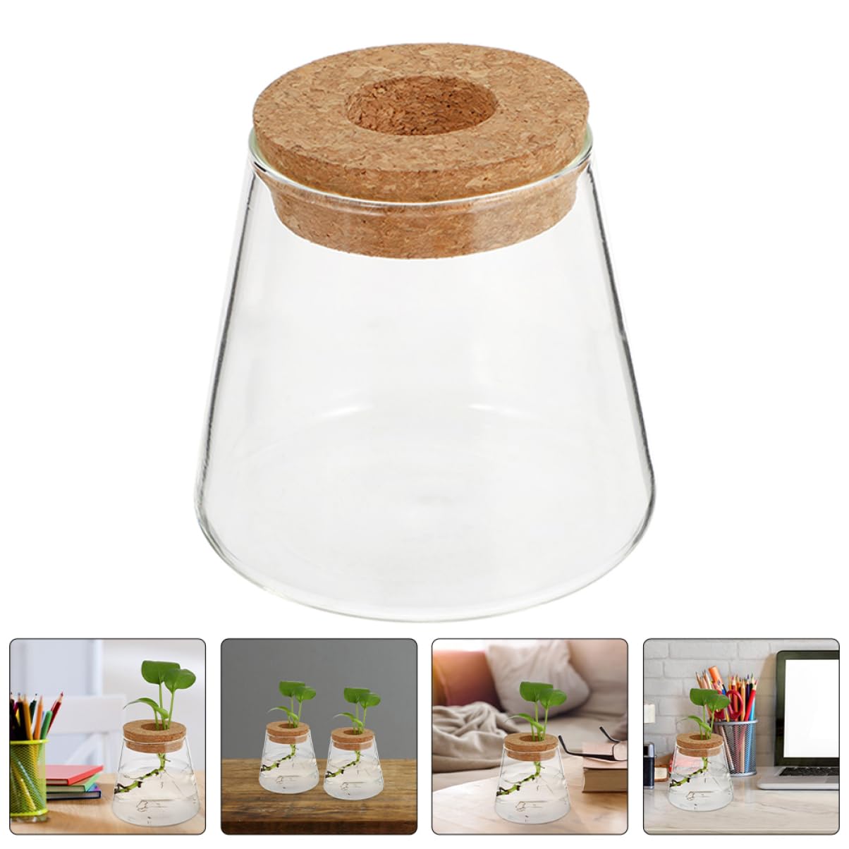 TOPBATHY 3pièces Vase Hydroponique Verre avec Couvercle Petite Jardinière pour Propagation De Plantes Terrarium De Bureau Transparent pour Fleurs