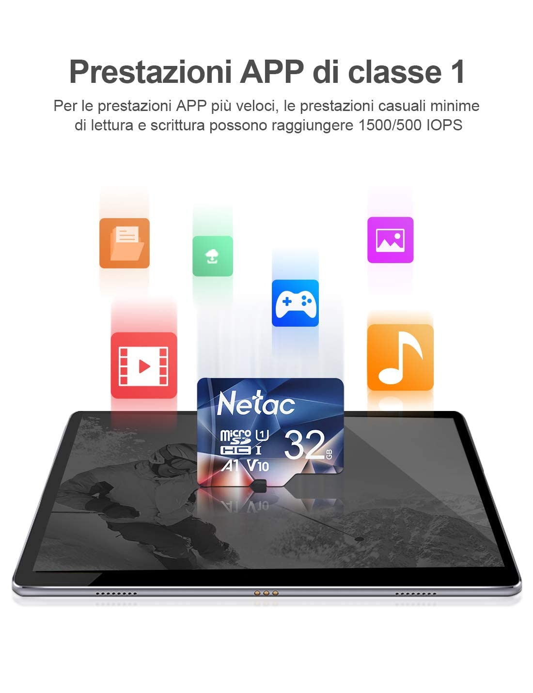 Netac 32G Scheda Micro SD Set da 2, Scheda di Memoria A1, U1, C10, V10, FHD, 600X, UHS-I Velocità fino a 90/10 MB/sec(R/W) Micro SD Card per Telefono, Videocamera, Switch, Gopro, Tablet