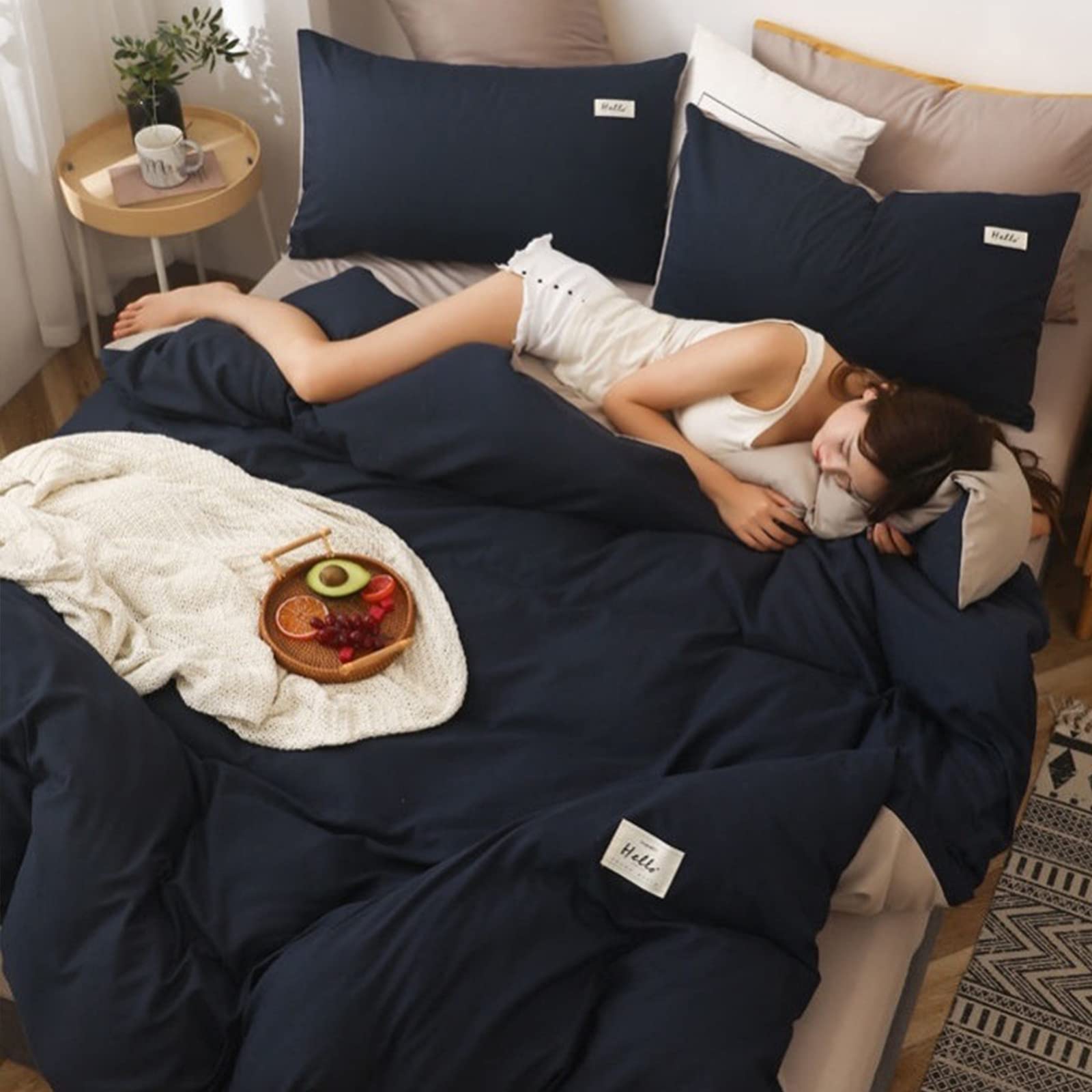 Couverture de courtepointe coton lavé ultra doux à fermeture éclair rapide 200x230cm
