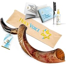 Holy Voice Kosher Kudu Shofar 28"-32" Horn from Israel, Traditional Half-Polished Yemenite Shofar Includes Carrying Bag, Brush and Blowing Guide - Easy Blowing Ancient Musical Instrument