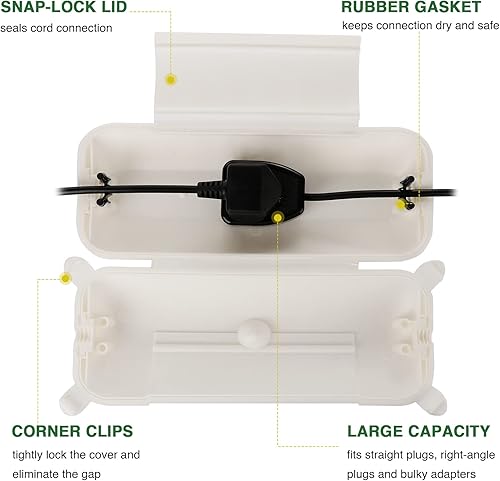 Miniatura 2 de Flemoon Cubierta de seguridad para cable de extensión para exteriores con sello protector impermeable, caja de conexión eléctrica resistente a la