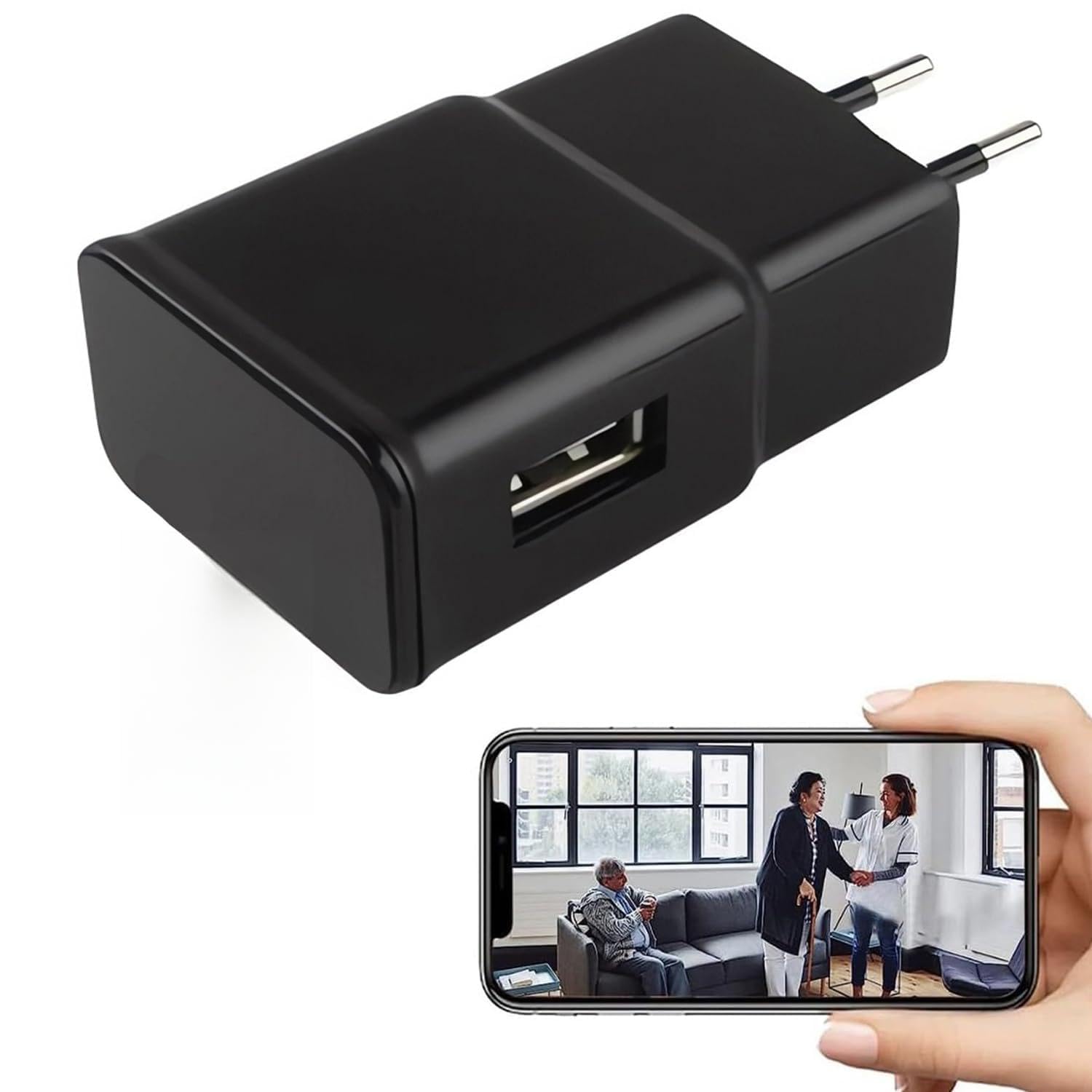 SHMIZZ Mini Hidden Spy Camera 1080P, USB Charger Wireless Indoor Surveillance WiFi Camera with Motion Detection