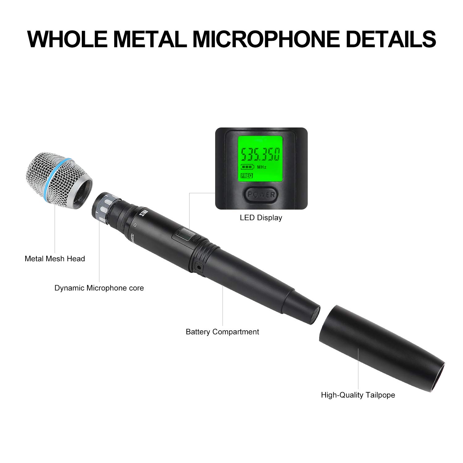 XTUGA SKM2000 Sistema de micrófono inalámbrico UHF de doble canal