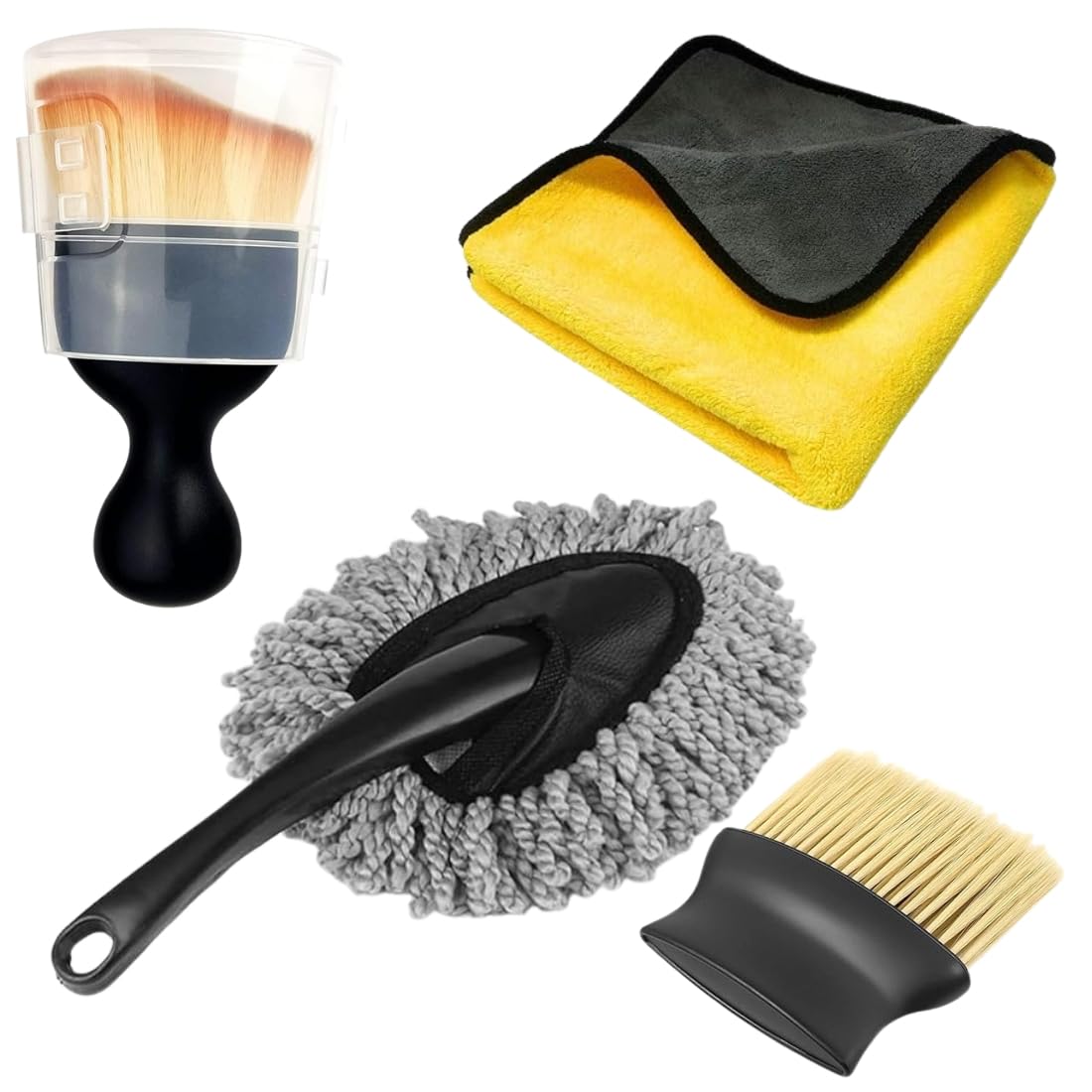 Car Interior & Exterior Cleaning Kit | Ultra Soft Detail Brush, Super Absorbent Microfiber Cloth & Dust Mop | Multi-Purpose Cleaner Tool for Dashboard, Seats & Glass-image-43