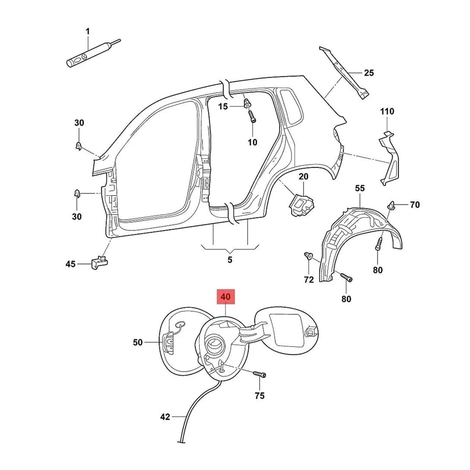 Pokrywa pokrywy zbiornika paliwa gazu pokrywa klapy kompatybilna z VW Tiguan 2008-2018 5N7809857 5N0809857D (złota A)