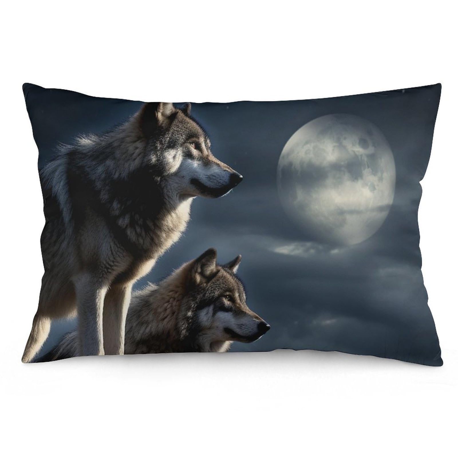 NTVOWPZO 2 Pack Decoration Throw Pillow Covers 12 "x20 Pillowcases Covers Wolves in The Moonlight Pillowcases Modern Farmhouse Home Decor Sofa Cushions Covers for Couch Bed Living Room