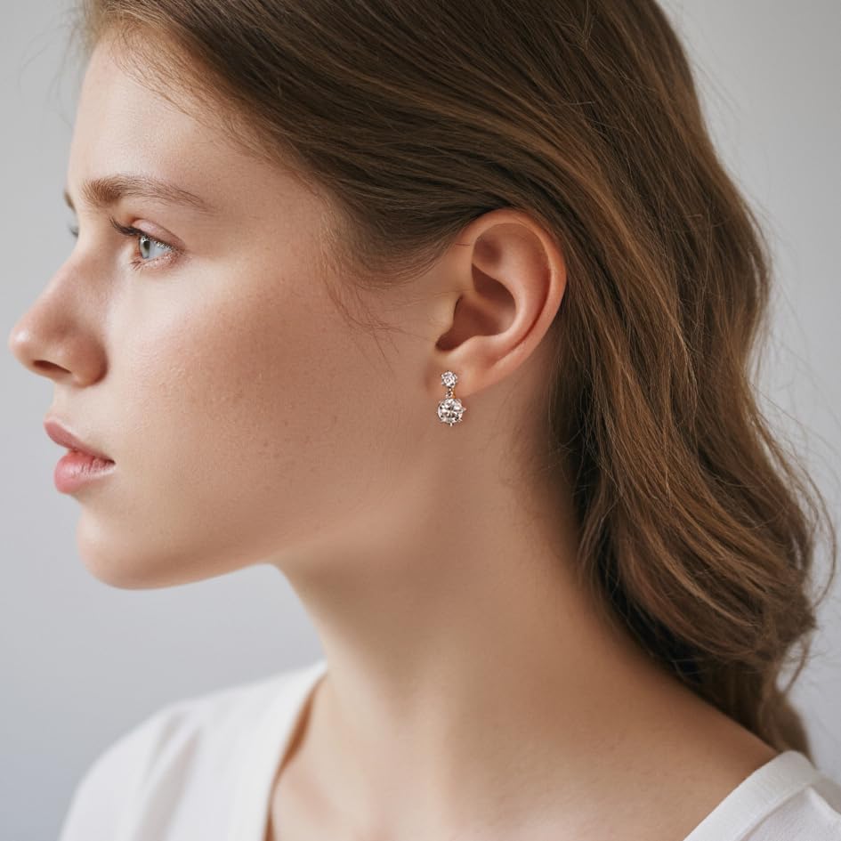 Moissanite Hoop Earrings for Women, Drop Dangle Earrings Brilliant Round Cut 2ct D Color VVS1 18K Gold Plated 925 Sterling Silver Hypoallergenic, Wedding Earrings Jewelry for Gifts2