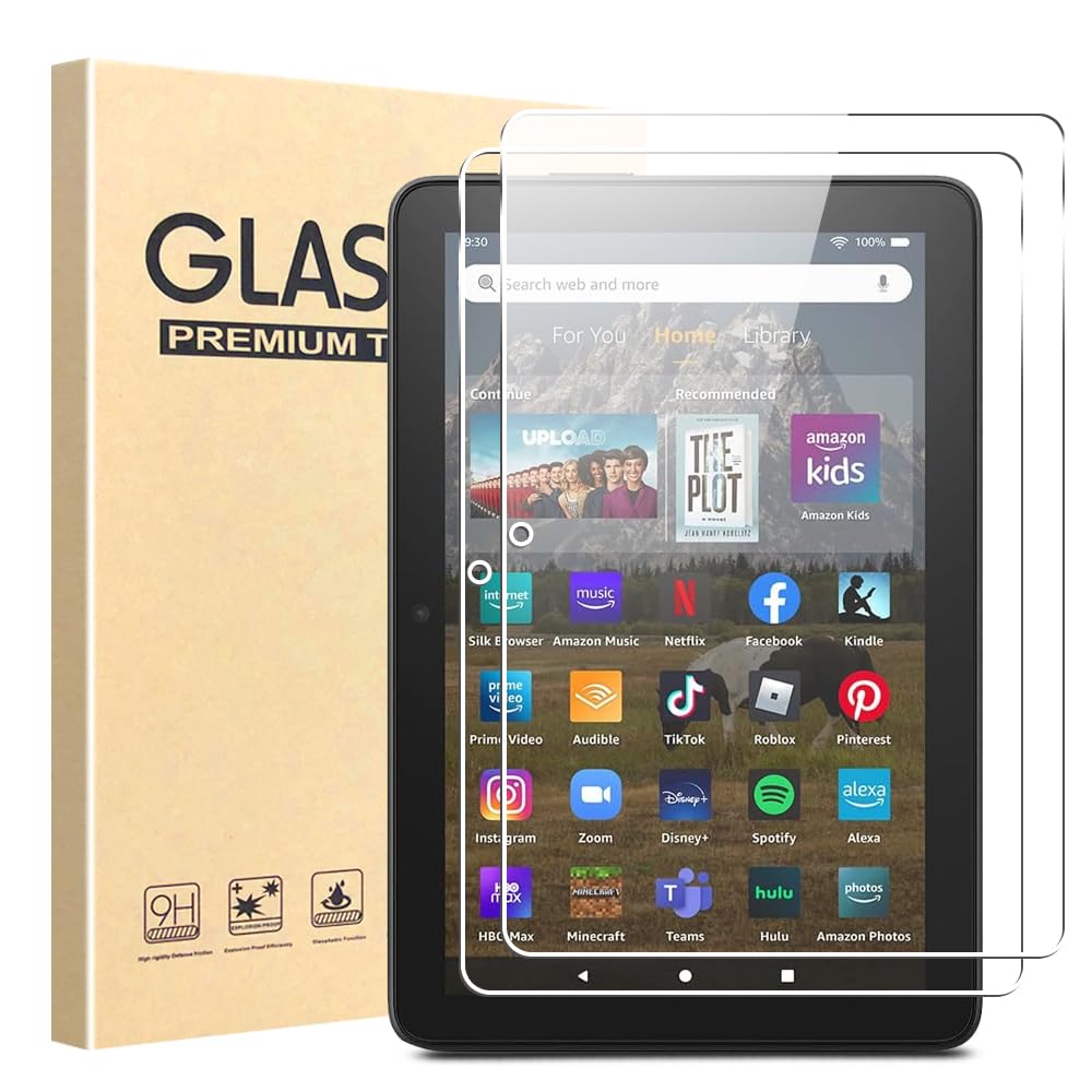 [Paquete de 2] Protector de pantalla de vidrio templado para tableta de 8 pulgadas 2020/2022/2024 de 8 pulgadas con vidrio protector 2.5D 9H HD sin burbujas, transparente, transparente y