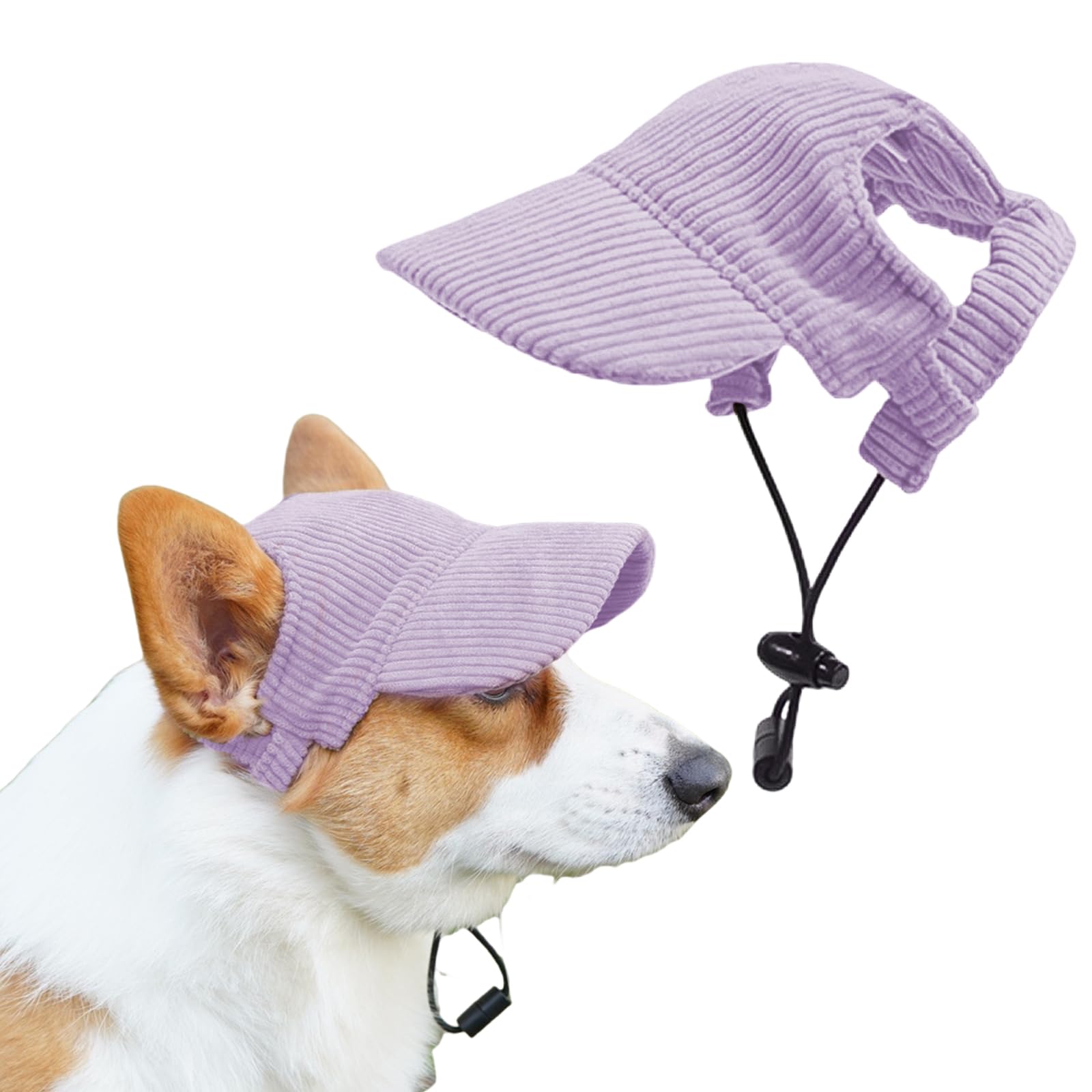 Dog Baseball Cap, Summer Dog Sun Protection Hat Adjustable Pet Cat Dog Baseball Hat Visor Cap with Ear Holes for Puppy Small Medium Large Dogs (Purple, S)