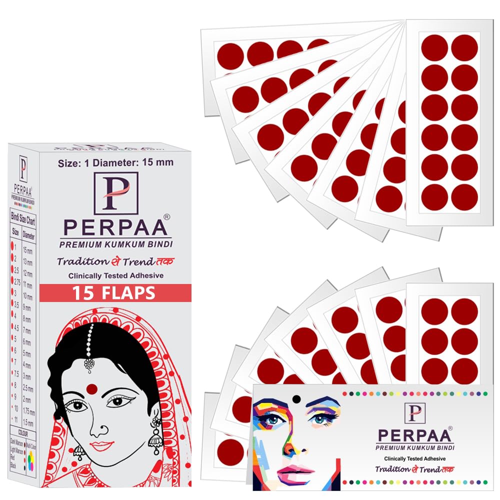 PERPAA Kumkum Light Maroon Round Bindi Book for Ladies Forehead (Stick On) (01, Diameter 15mm, Light Maroon)-picture-37