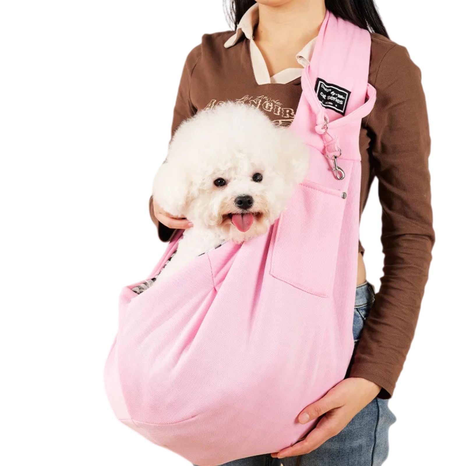 Veslyn Pet Travel Bag Lightweight Carry Sling For Cats & Small Dogs, Comfortable Crossbody Shoulder Carrier Outdoor Daily Use-pink