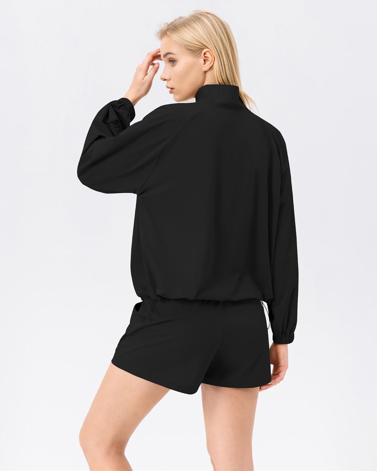 Locachy Women's Lightweight Half Zip Athletic Jacket Stand Collar Sun Protection Workout Pullover Top - Image 2