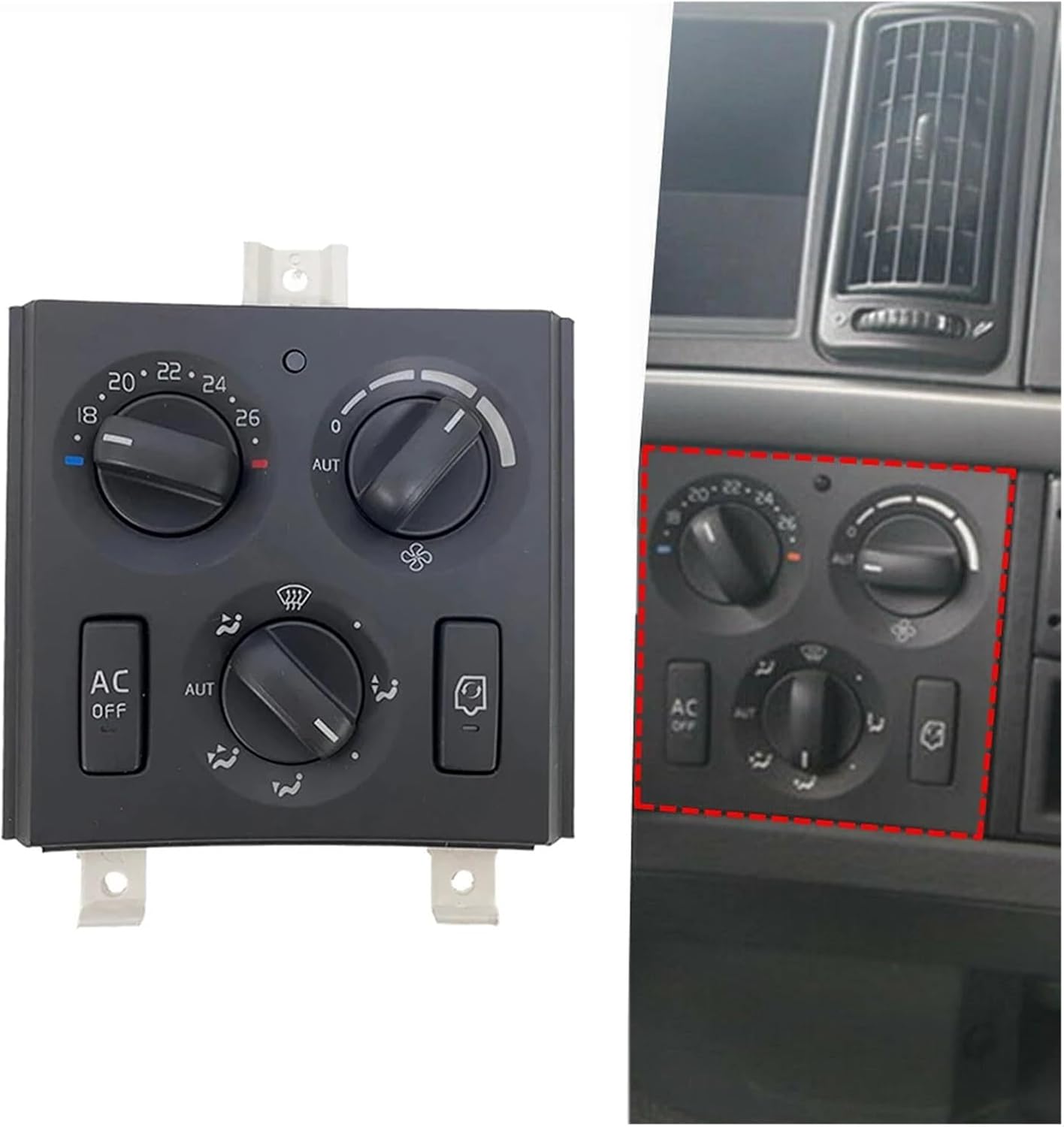 Car Combined Switches Compatible for Volvo AC Control Panel Switch with Temperature Sensor Air Cond Control Unit Heater 21318121