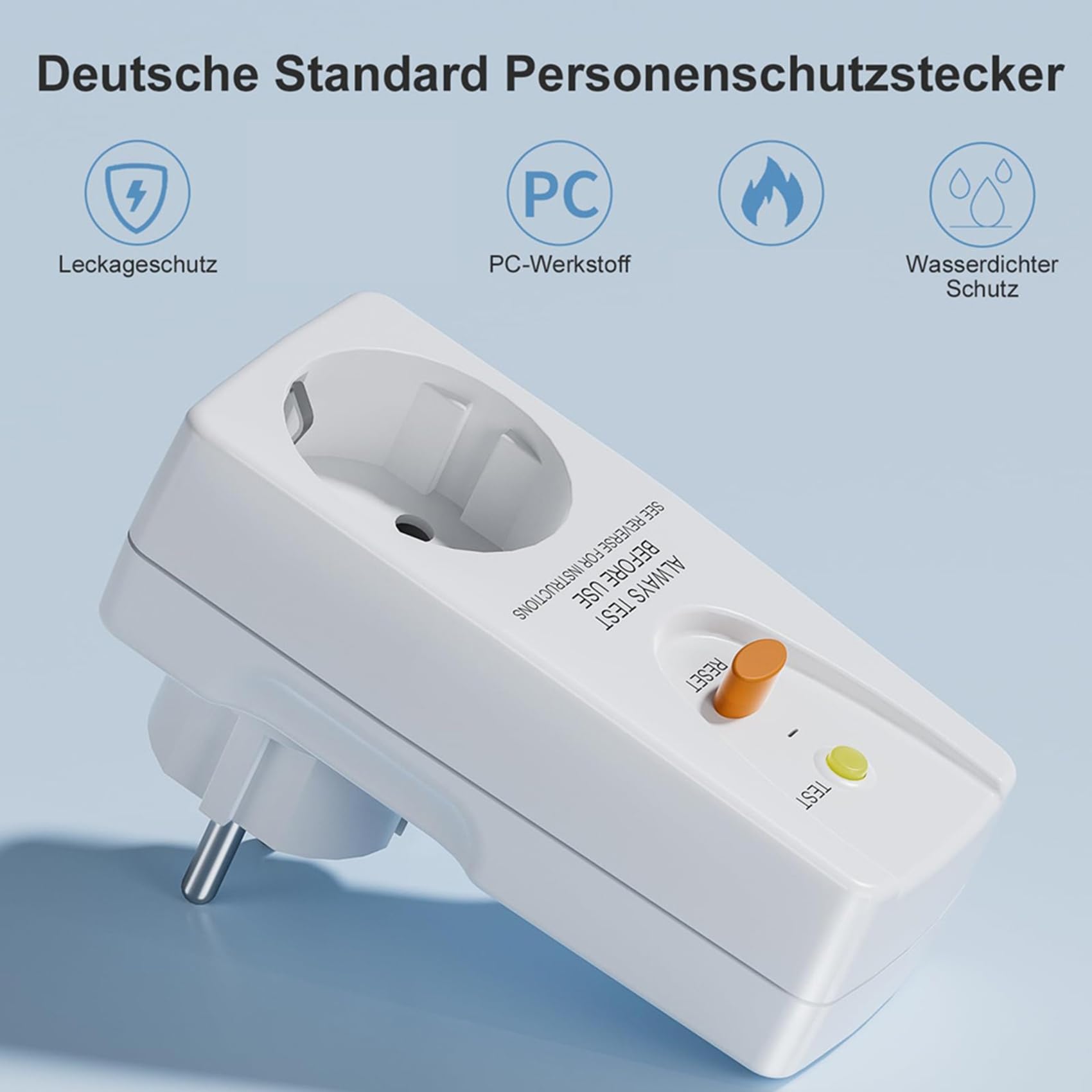 Paquete de 8 Enchufes de Protección Fugas GFCI de 16 A, RCD, Disyuntor Doméstico, Interruptor de Corte, Enchufe de Protección Personal, Enchufe de la UE