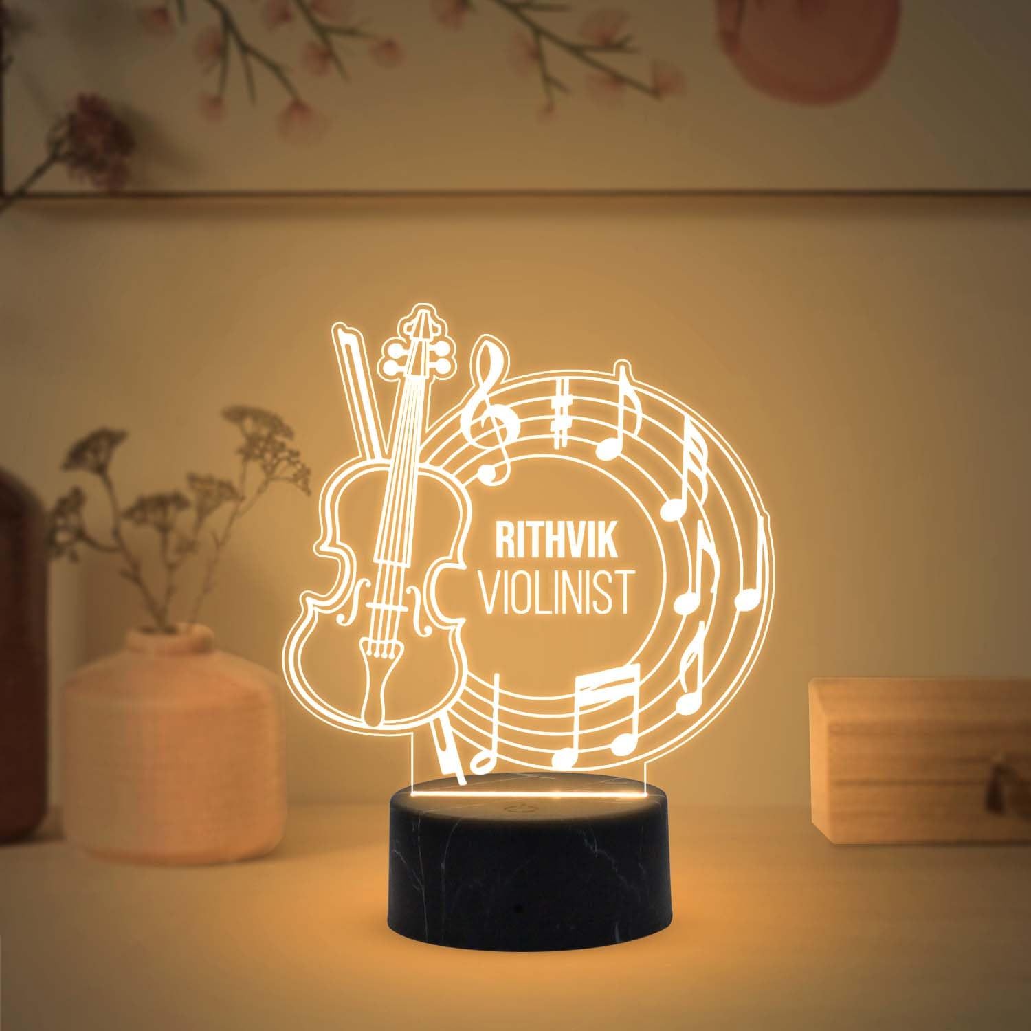 Gift Me Bazar Personalized Singer Name Led Lamp with Warm White Light & USB Powered | Birthday Gift for Singer Friend & Music Lover Gift (Violin Lover Gift)-image-24
