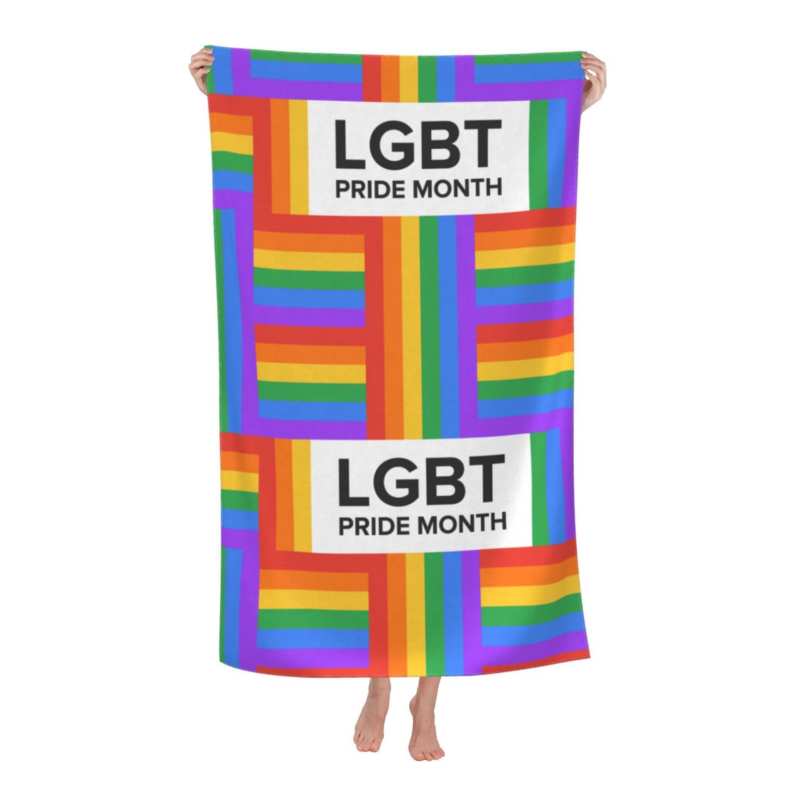 Grande Serviette De Plage LGBT Pride - Serviette Piscine Coton Épais Peluche 80x130 Cm