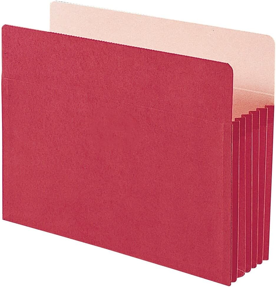 Smead File Pocket, Straight-Cut Tab, 5-1/4" Expansion, Legal Size, Red, 10 per Box (74241)