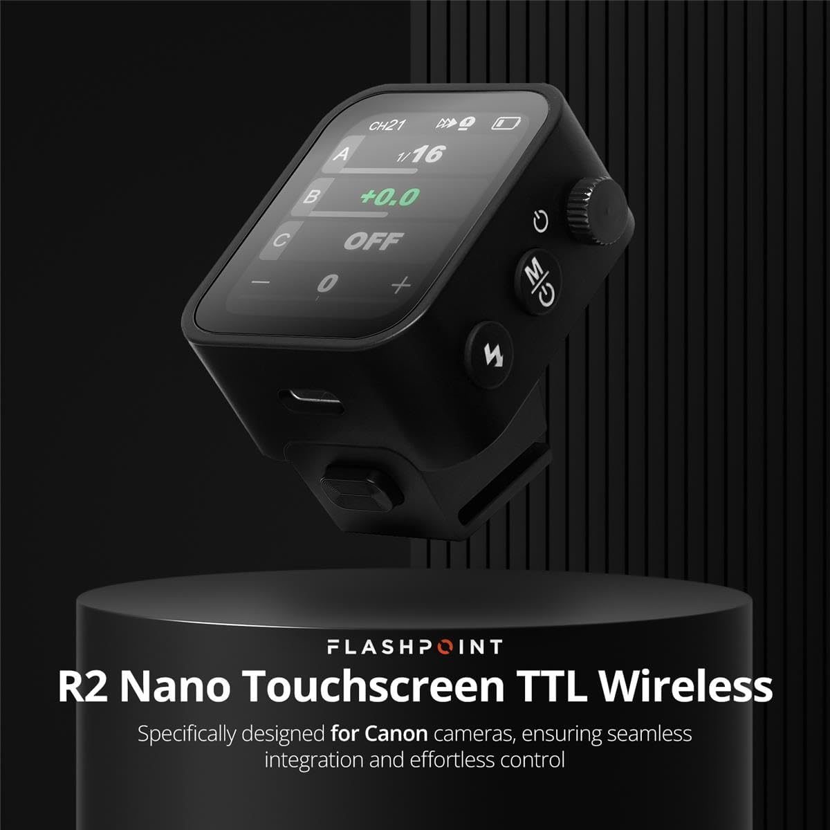 Flashpoint R2 Nano Touchscreen TTL Wireless Flash Trigger for Canon, Godox X3 C