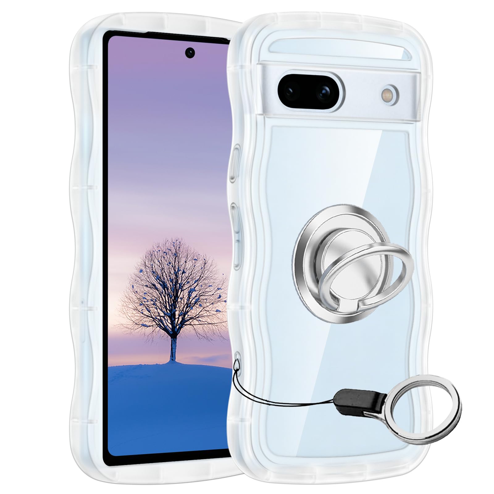 Amazon.co.jp: Google Pixel 6A ケースクリア ウェーブ リング付き
