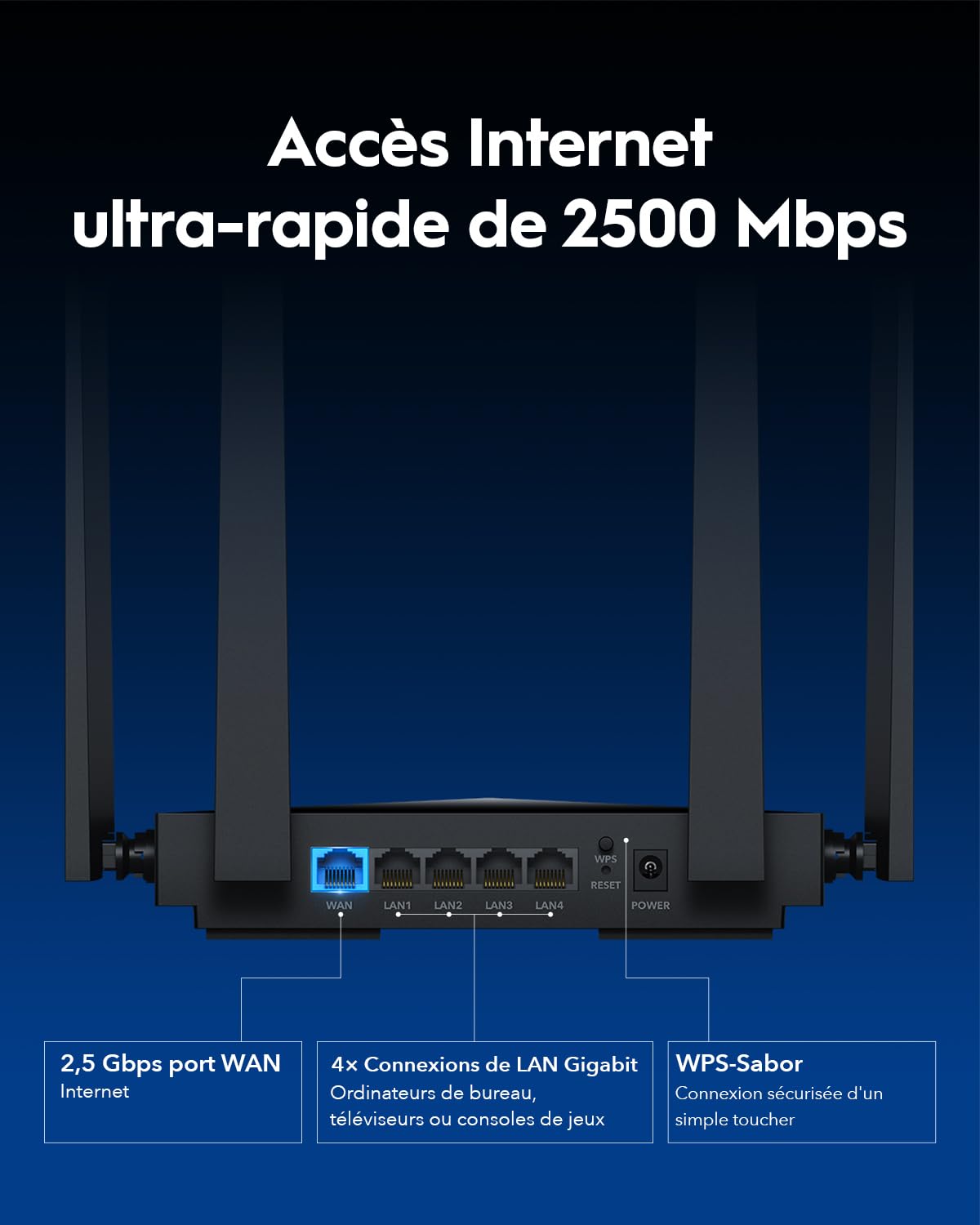 Cudy Routeur Wi-FI 7 Double Bande BE3600, Vitesses Ultra-Rapides, Connectivité Multi-Gigue 2,5 G, Couverture Étendue, Lisse Et Stable, WR3600H