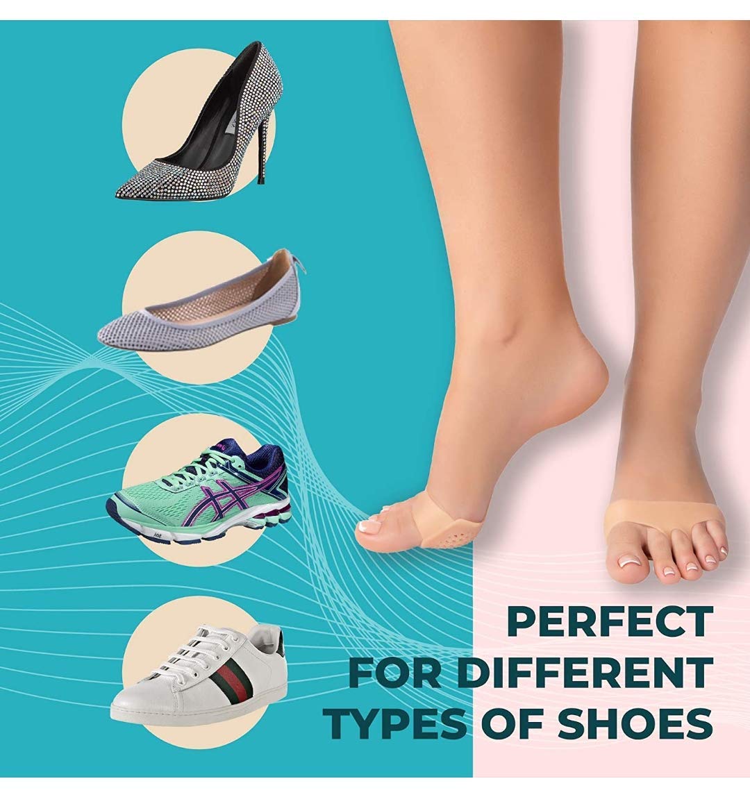 TOP SELECT Pads Ball of Foot Cushions Soft Reusable Breathable Tiptoe protector Pads, Forefoot Cushioning pads, Shoe Supports for Women and Men 1