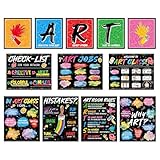 gisgfim 12 Pcs Art Posters for Classroom Inspirational Quote Bulletin Board Decorations Art Teacher Quotes Artist Room Rules Education Posters for Back to School Teacher Supplies School Wall Art Decor