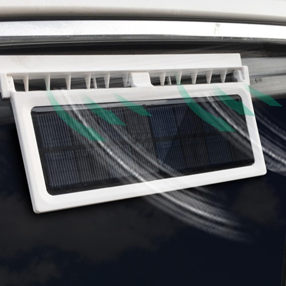 Ventilatore per auto con pannello solare, 24 V, 15 W, circolatore d'aria per raffreddamento interno, riduzione del calore, rimozione tossine, minimizzando lo scarico, nero e bianco, 220 x 65 x 110 mm