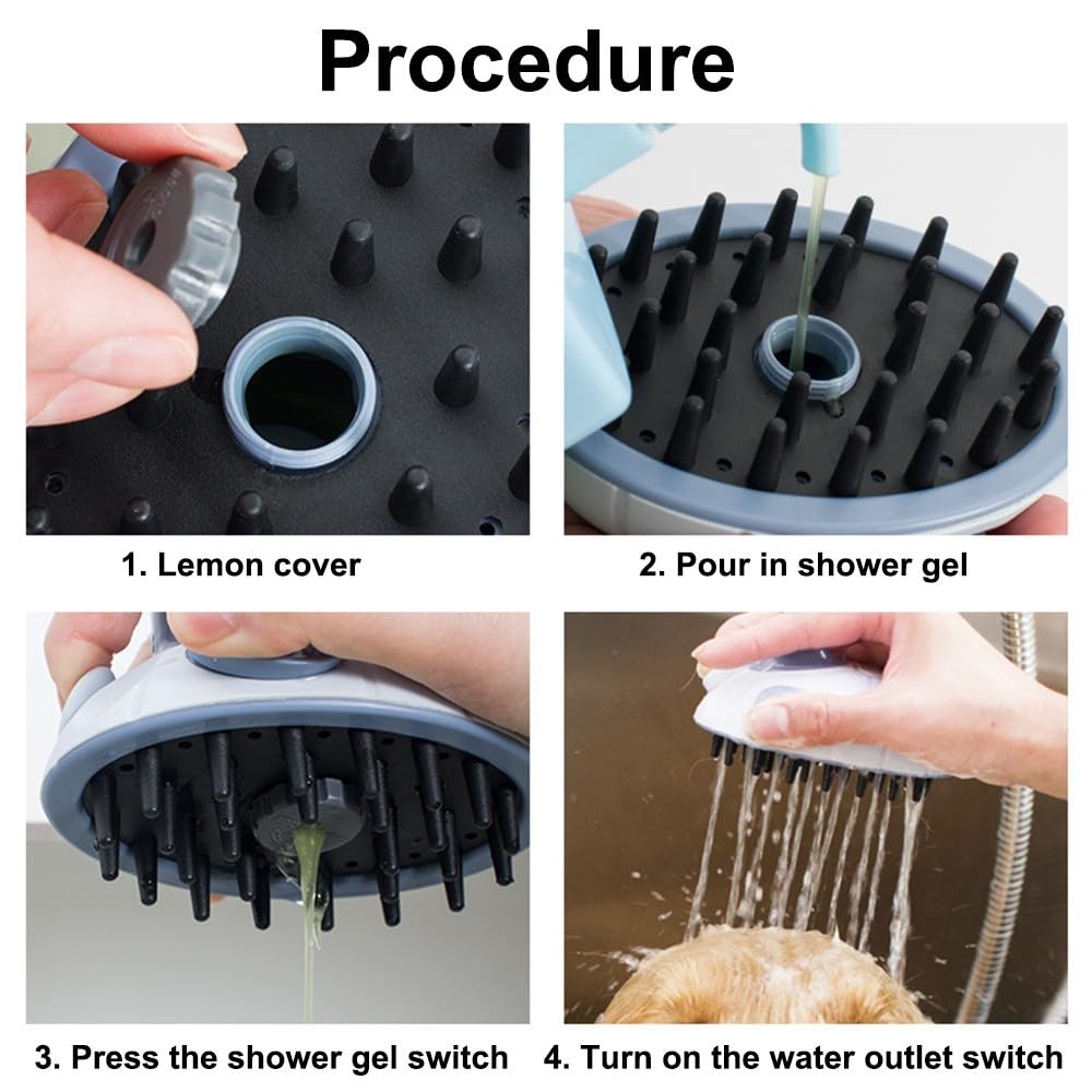 Haustier Duschkopf, Haustier Duschsprüher, Haustier-Badebürsten-Sprühset mit 4 Sprinkler-Adapter für drinnen und draußen, Baden, Pflegen, Massieren und Waschen(Schlauch ist Micht Enthalten)