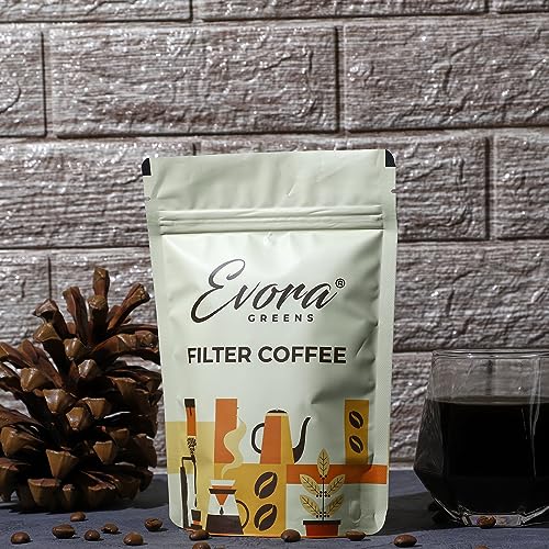 Image of Evora Greens Filter Instant Coffee | Arabica Robusta Chicory Blend | South Indian Style Strong Taste | Hot Filter Coffee | Makes ~50 Cups | 500g Glass Jar