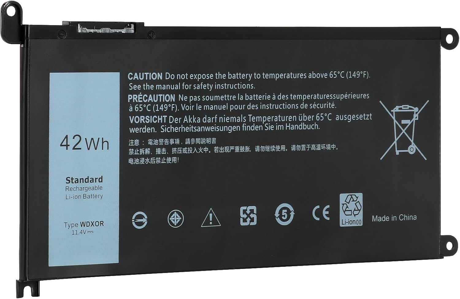 42WH WDX0R Replacement Laptop Battery for Dell Inspiron 13 15 5000 7000 Series 5567 5570 7378 7573 7579 5565 5379 5378 Latitude 3390 3190 Vostro 5468 5568 P69G P58F 3CRH3 11.4V