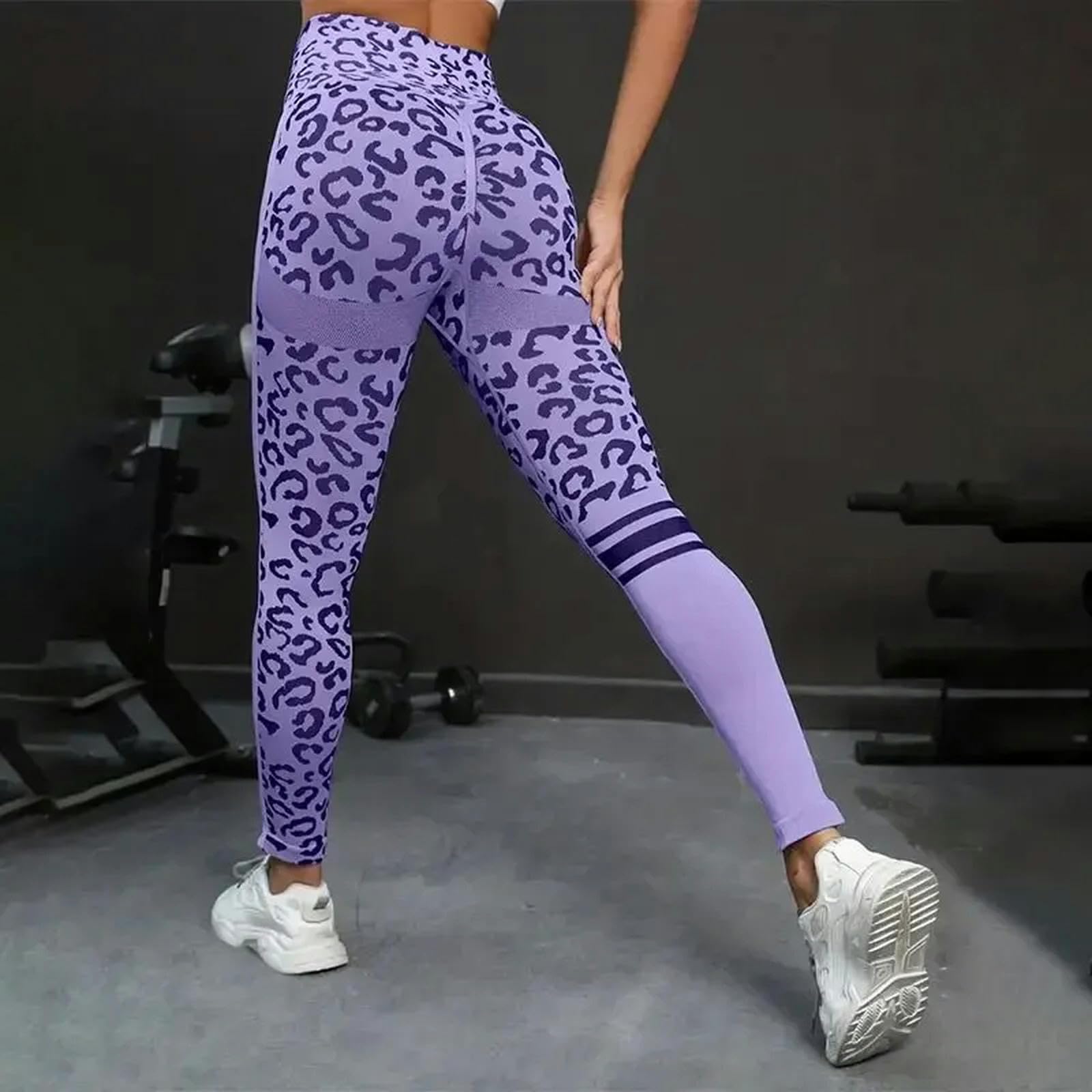 Legginsy dla kobiet UK spodnie do jogi wysoka talia brzuch rozciągliwe rajstopy nadruk bezszwowe szybkoschnące spodnie fitness-niebieski-S