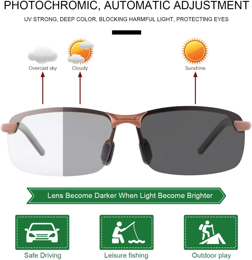 YIMI Men Photochromic Polarized Sports Sunglasses Cycling Fishing Driving Glasses UV Protection Eyeglasses Anti Glare Eyewear - Image 2