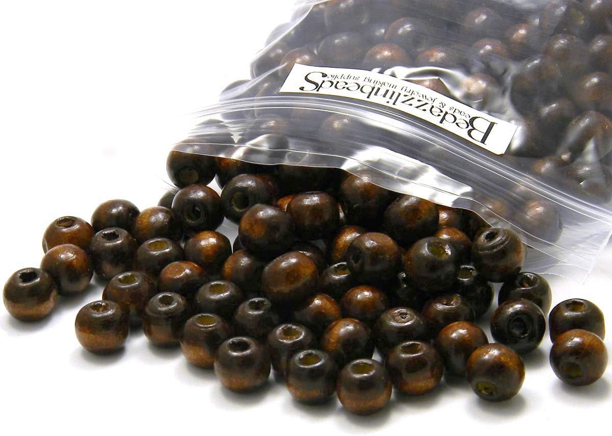 500 Dark Brown Coated Boxwood Wooden Wood Round Rondelle Craft Beads Small-Big (10mm x 9mm)