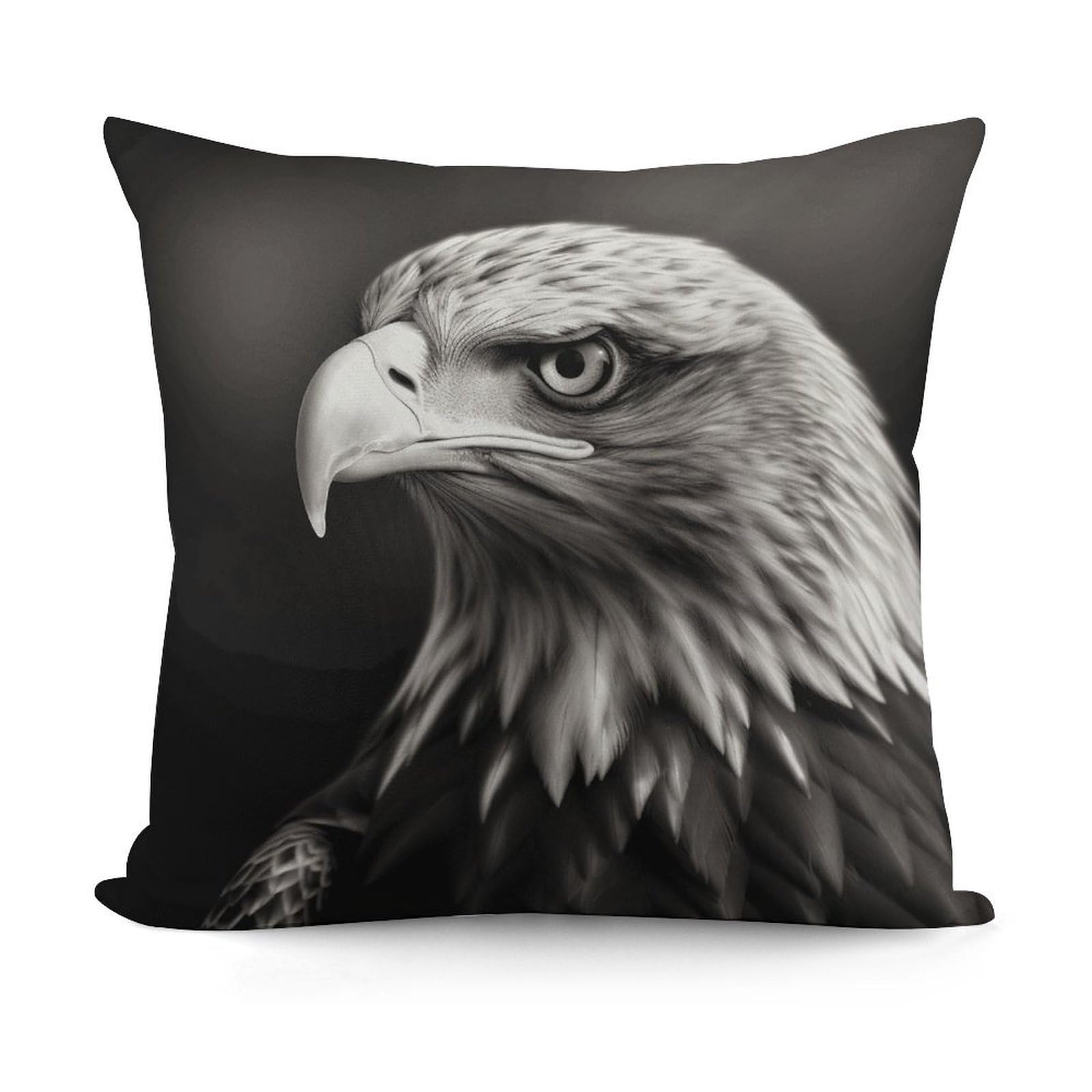 VstaDank Eagle Black and White Throw Pillow Covers Fade-Resistant Plush Pillow Case Cozy Square Cushion Case Removable Pillowcase Exquisite Pillow Shams Soft Pillow Protector 18"x18"