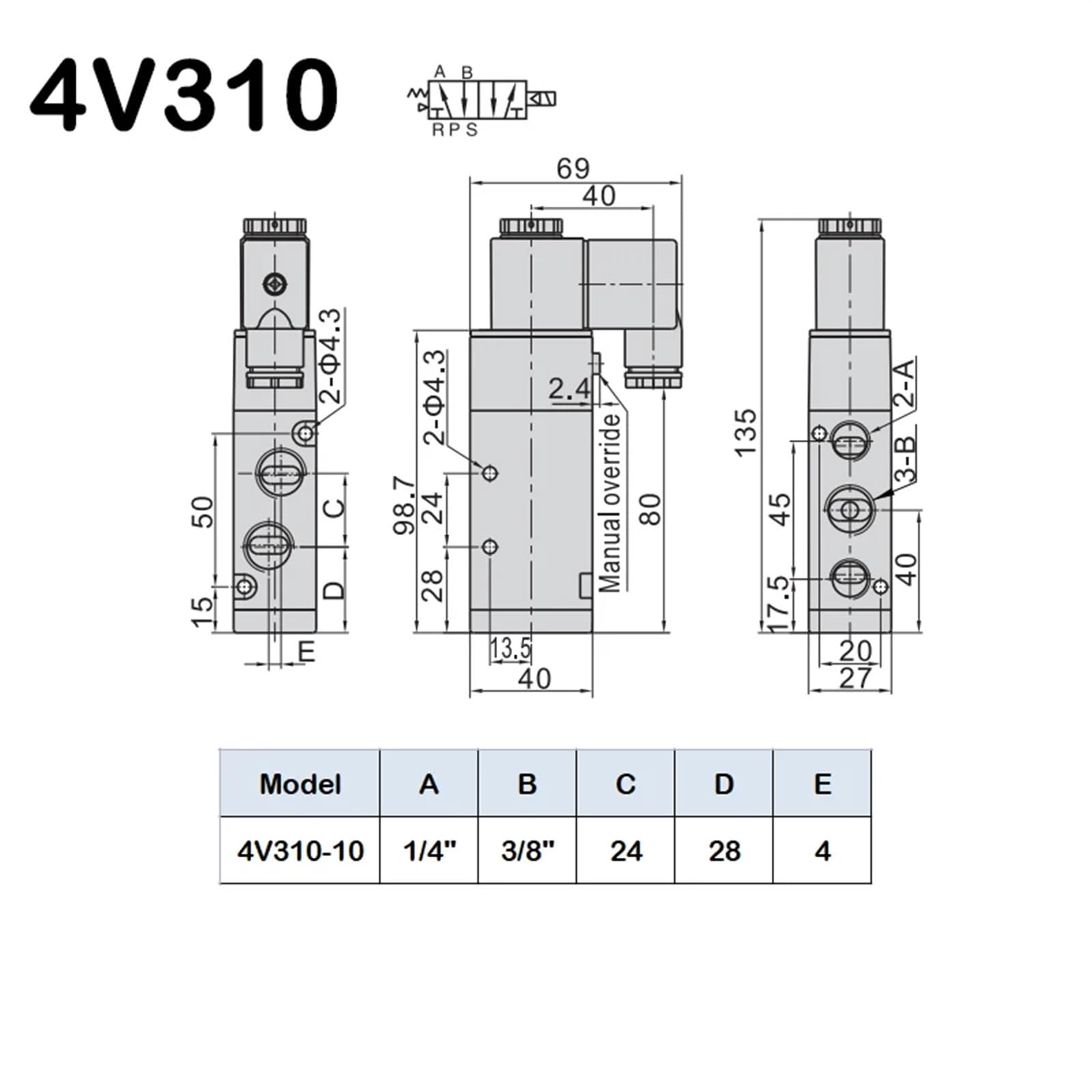 4V210-08 4V310-10 4V410-15 Zawór elektromagnetyczny 2 pozycje 5-portowe pneumatyczne zawory elektromagnetyczne DC12V DC24V AC110V (tylko 4v110-06,5V)