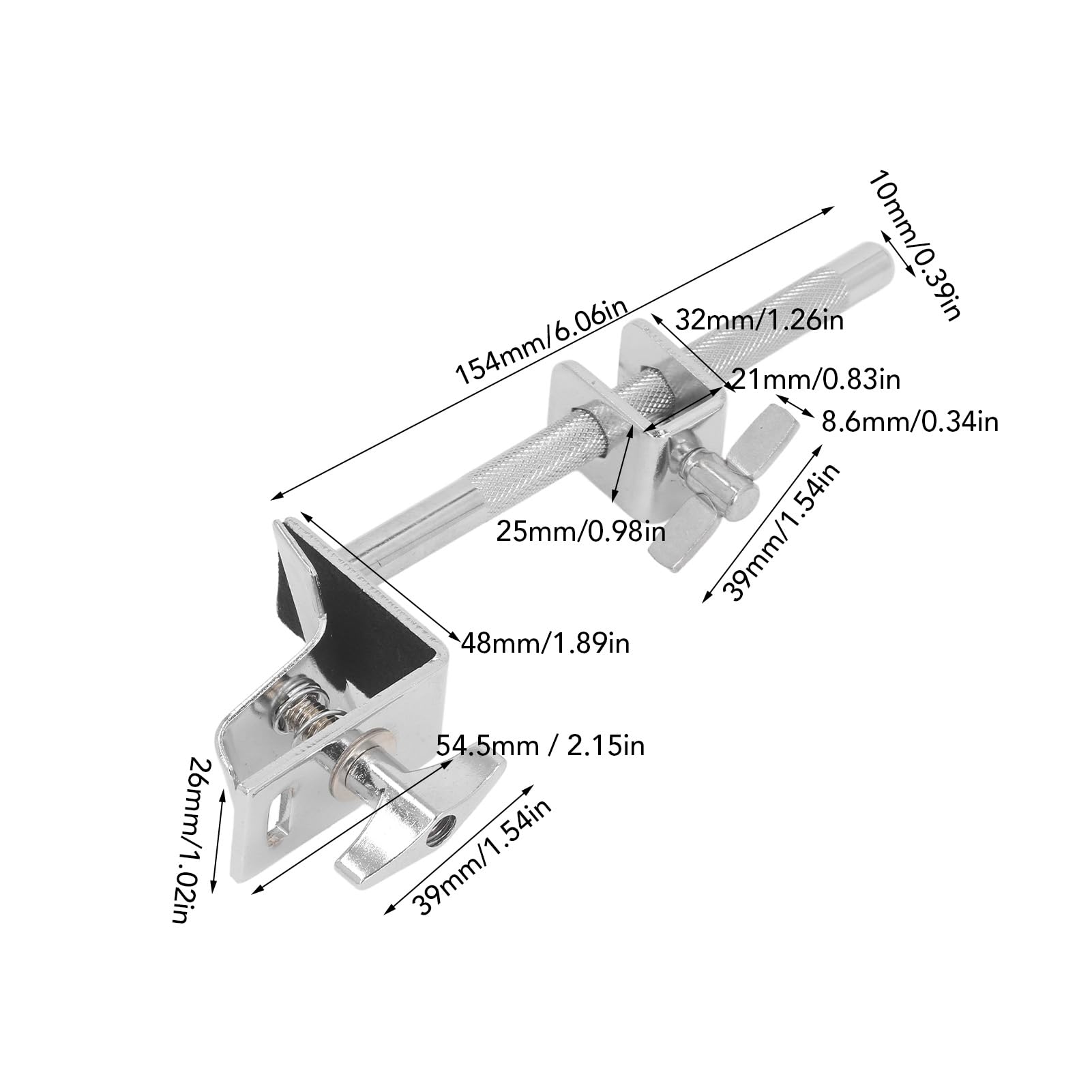 Cowbell Clamp, Adjustable Standard Drum Cowbell Mount, Cowbell Holder Percussion Accessory, Easy Up Or Down Adjustment Stainless Steel Bass Drum Hoop Mount Holder