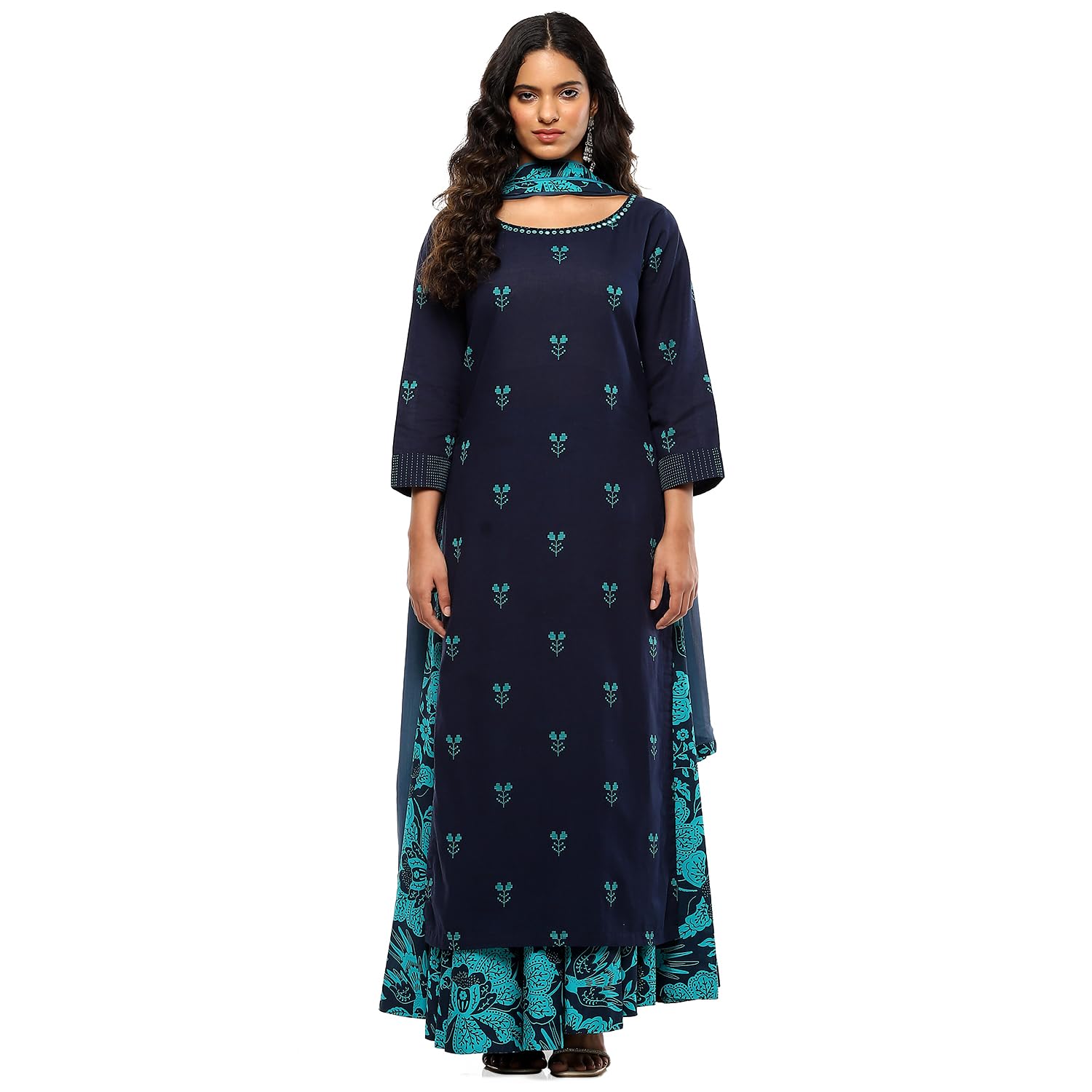 biba Women Cotton Yard Dyed Straight Suit Set-picture-32