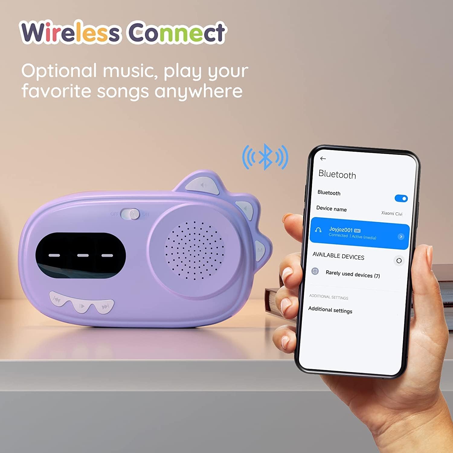 Joyjoz music player connecting to a smartphone via Bluetooth