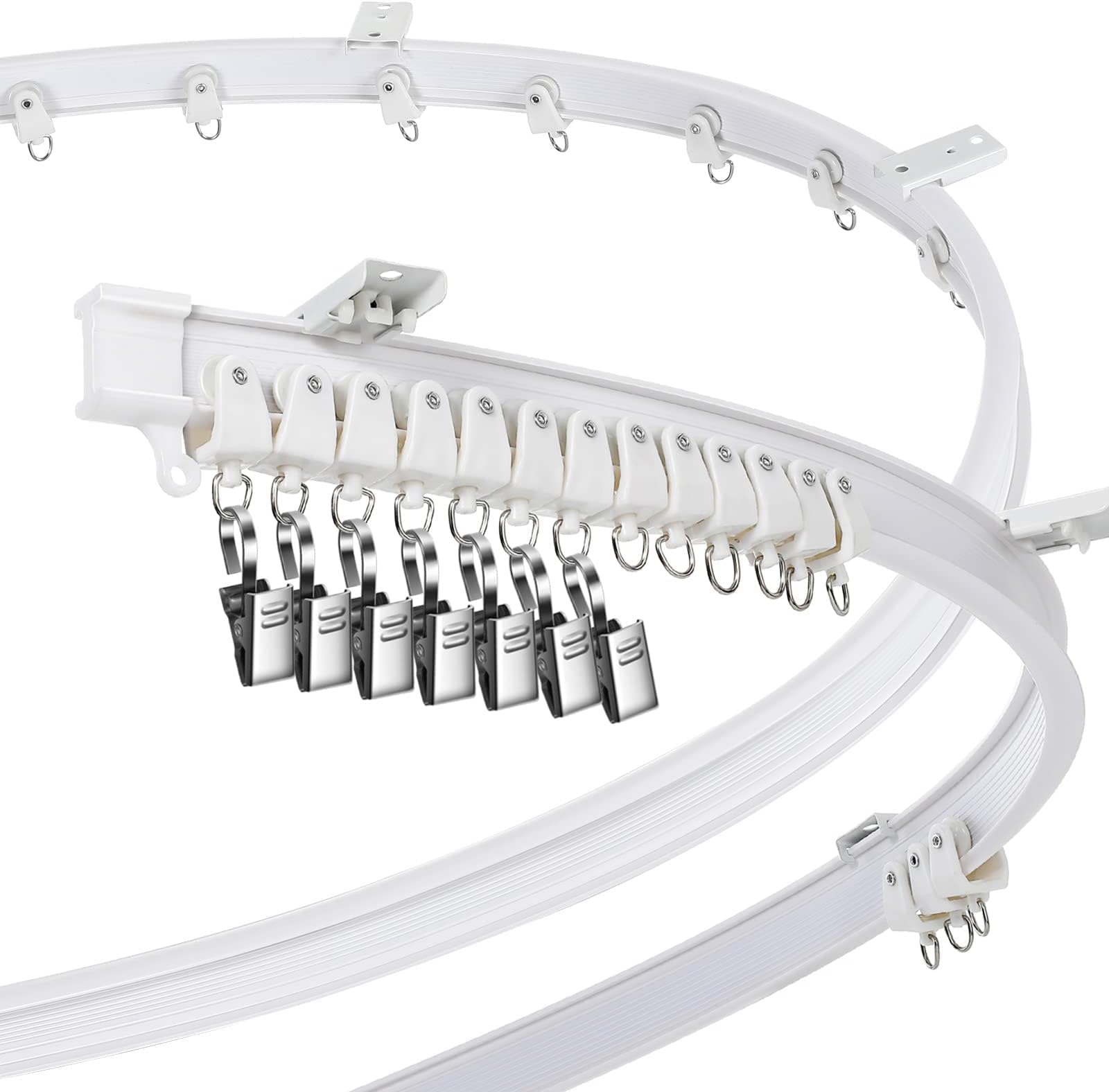 MAKINGTEC Curved Ceiling Curtain Track Bendable Mount for Curtain Rail Bunk Bed Bay Window Room Divider Flexible Straight (White, 5 m/ 16.4 ft)
