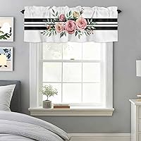 Vista 51 de Cenefas botánicas de acuarela para ventanas de cocina, cenefa de cortina de hojas verdes, cortinas cortas de rama de plantas con bolsillo