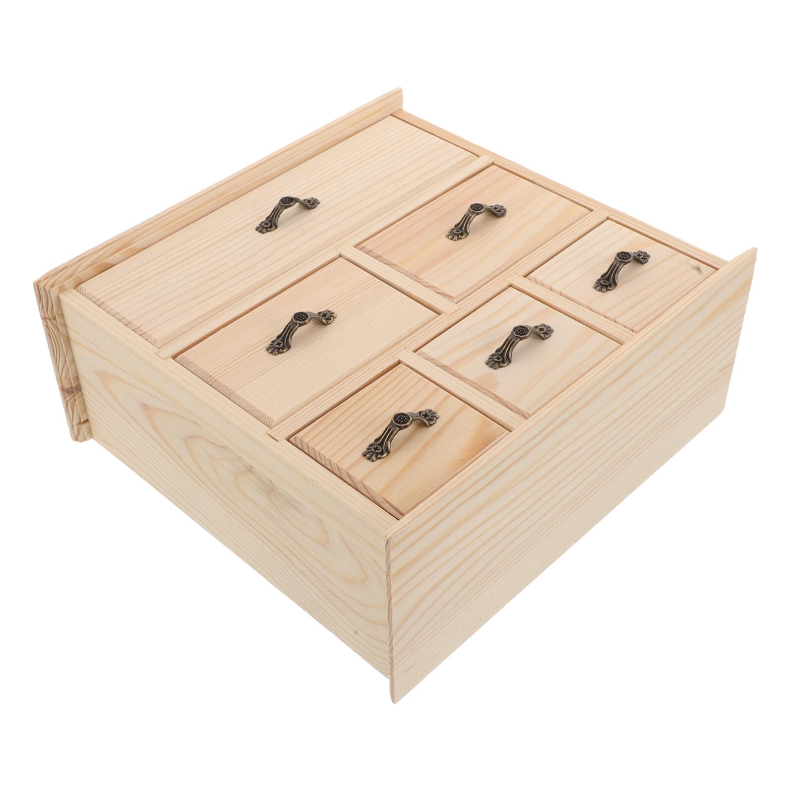 iplusmile 6cassetti Organizer da Scrivania Legno Naturale Scatola Portaoggetti da Tavolo per Piccole Cancellerie e Documenti Mini Organizer da Scrivania Compatto