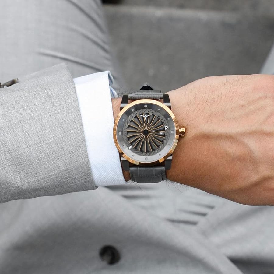 ZINVO Fusion Men's Watch Automatic Leather Gunmetal Steel