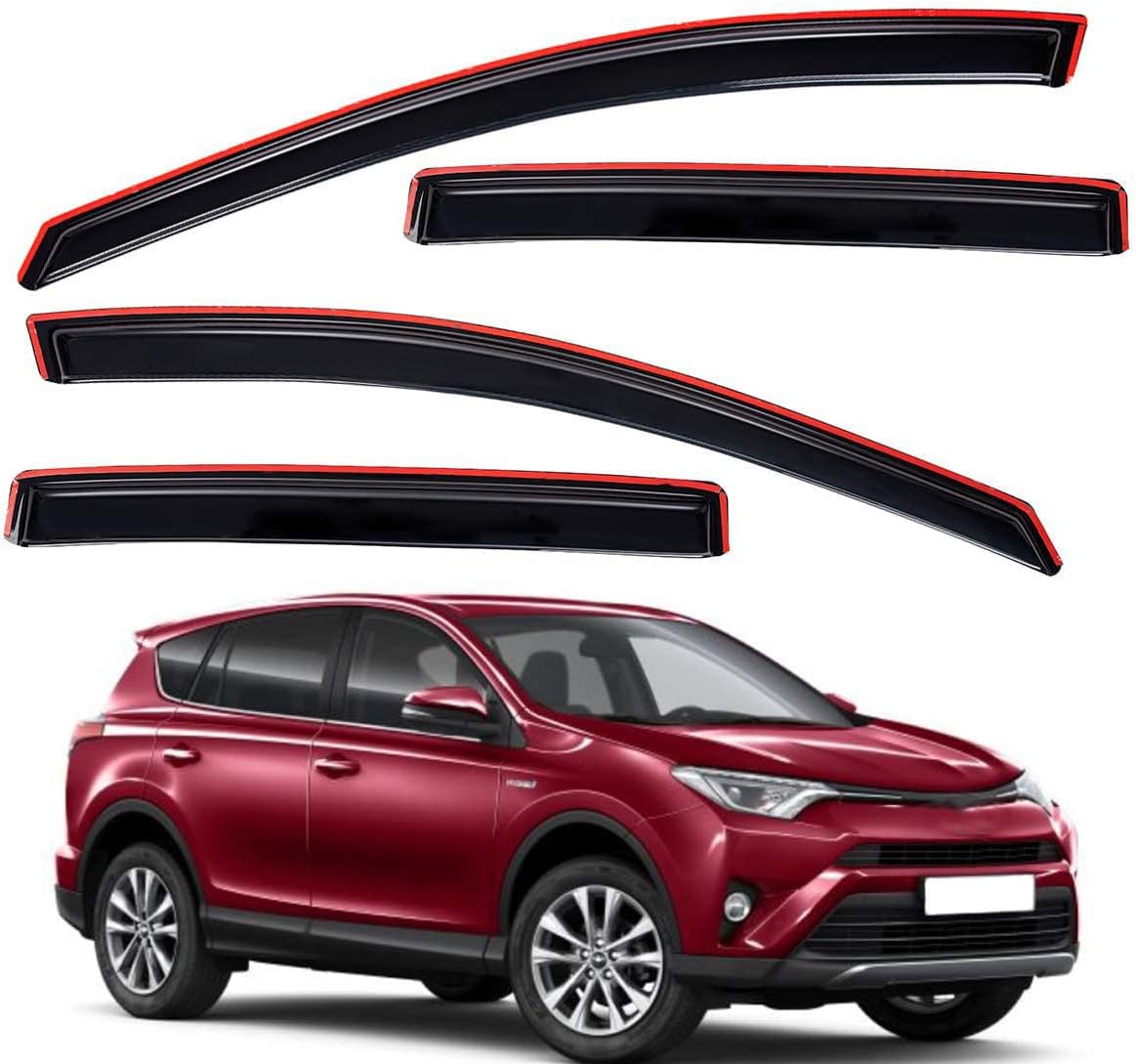 (Incomplete)Lightronic WV194992 in-Channel Side Window Visor Deflector Rain Guard, Dark Smoke Shatterproof, 4-Pieces Set for 2013-2018 Toyota Rav4