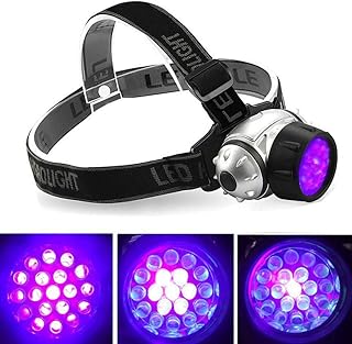 LED Headlamp 395nm UV Headlights 3AAA Camping Hunting Head Torch Light Lamp UV Purple LED Headlamp Ultraviolet Head Flashlight LED Head Torch