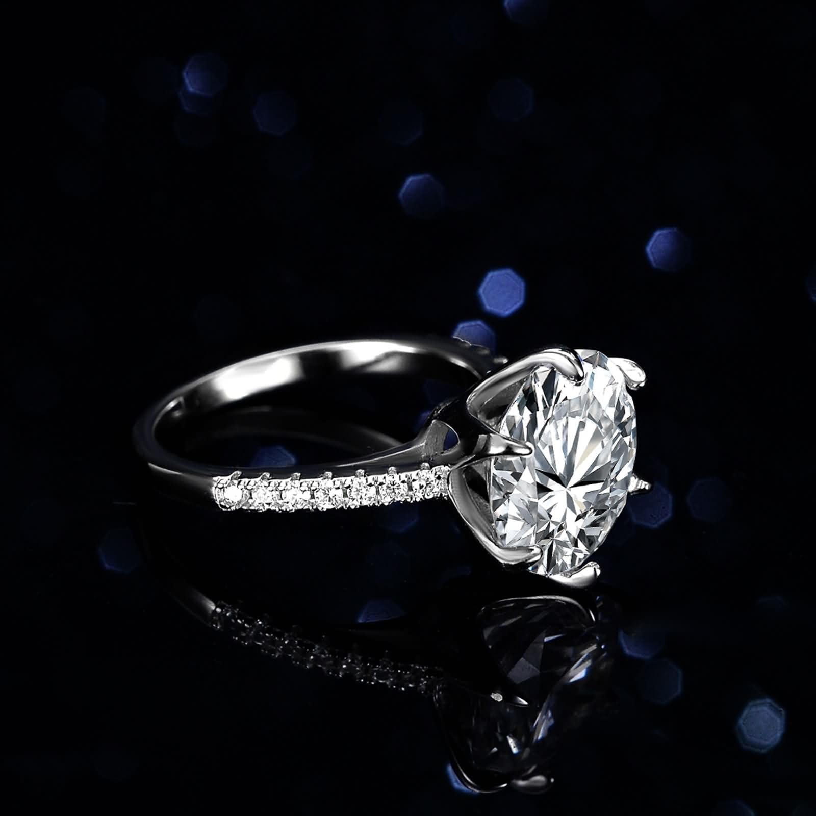 Moissanite pierścionek zaręczynowy z białego złota, pierścionek zaręczynowy z moissanite 5 ct dla kobiet