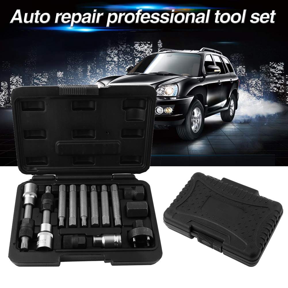 13 pezzi Alternatore Puleggia ruota libera Presa di rimozione Bit Dado di bloccaggio Kit di chiavi Kit di chiavi Attrezzo di servizio per garage Riparazione Rimozione Installatore Kit di fissaggio Set
