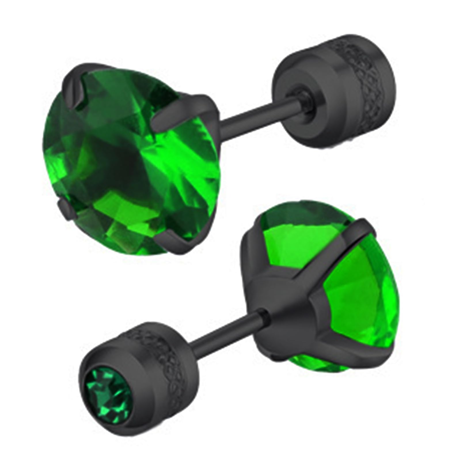 ESFRIAN ピアス レディース 石 シンプル 5mm 黒 サージカルステンレス スタッドピアス つけっぱなし ネジ式 ジュエリー 男女兼用 両耳用 キャッチ 人気 おしゃれ プレゼント ファーストピアス ブラック 2個セット