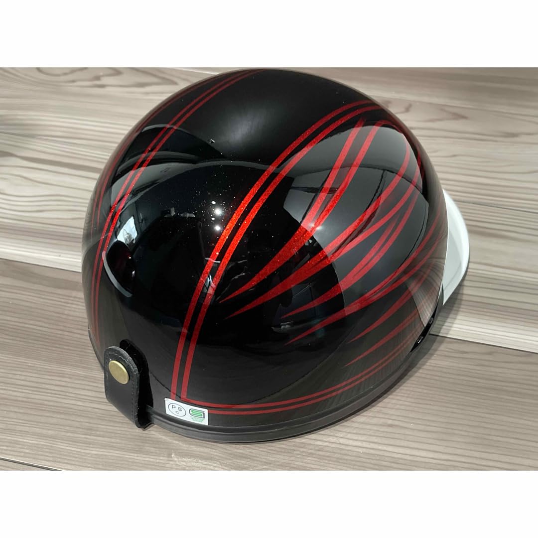 Amazon.co.jp: ファイヤーパターン フレア コルク半 ヘルメット 旧車會  