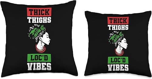 Miniatura 3 de Locs Afro Dreadlocks Love Natural Beauty Hair Locd Thick Thighs Loc'd Vibes Afro Hair Black American African Throw Pillow, 18x18, Multicolor
